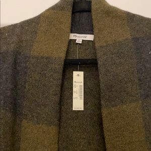 Madewell xl olive green and black check cardigan